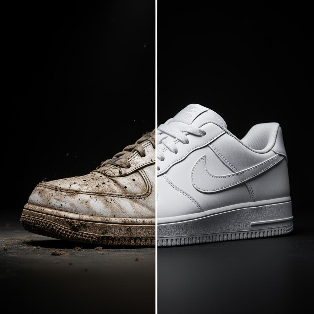 Before and after sneaker restoration